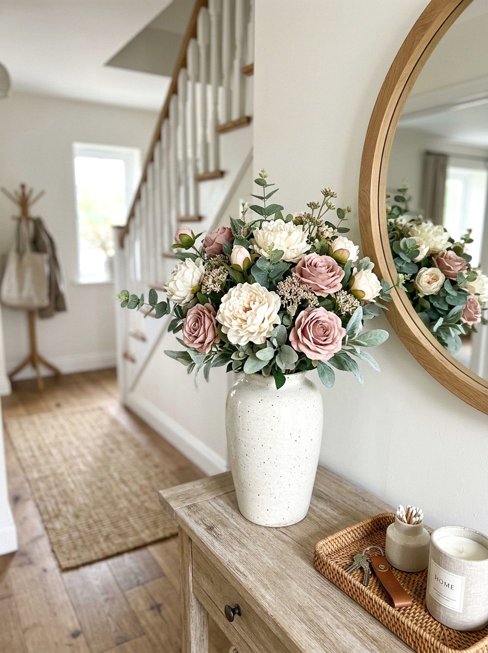 Peony Entryway Console Arrangement