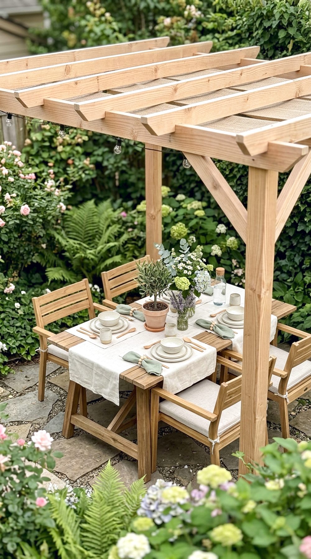 Pergola Over Garden Dining Table