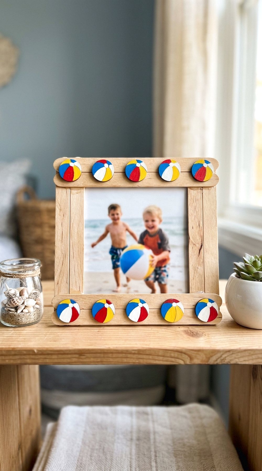 Popsicle Stick Beach Ball Frame