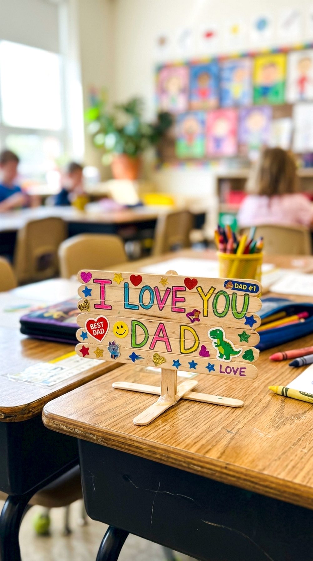 Popsicle Stick “I Love You” Sign