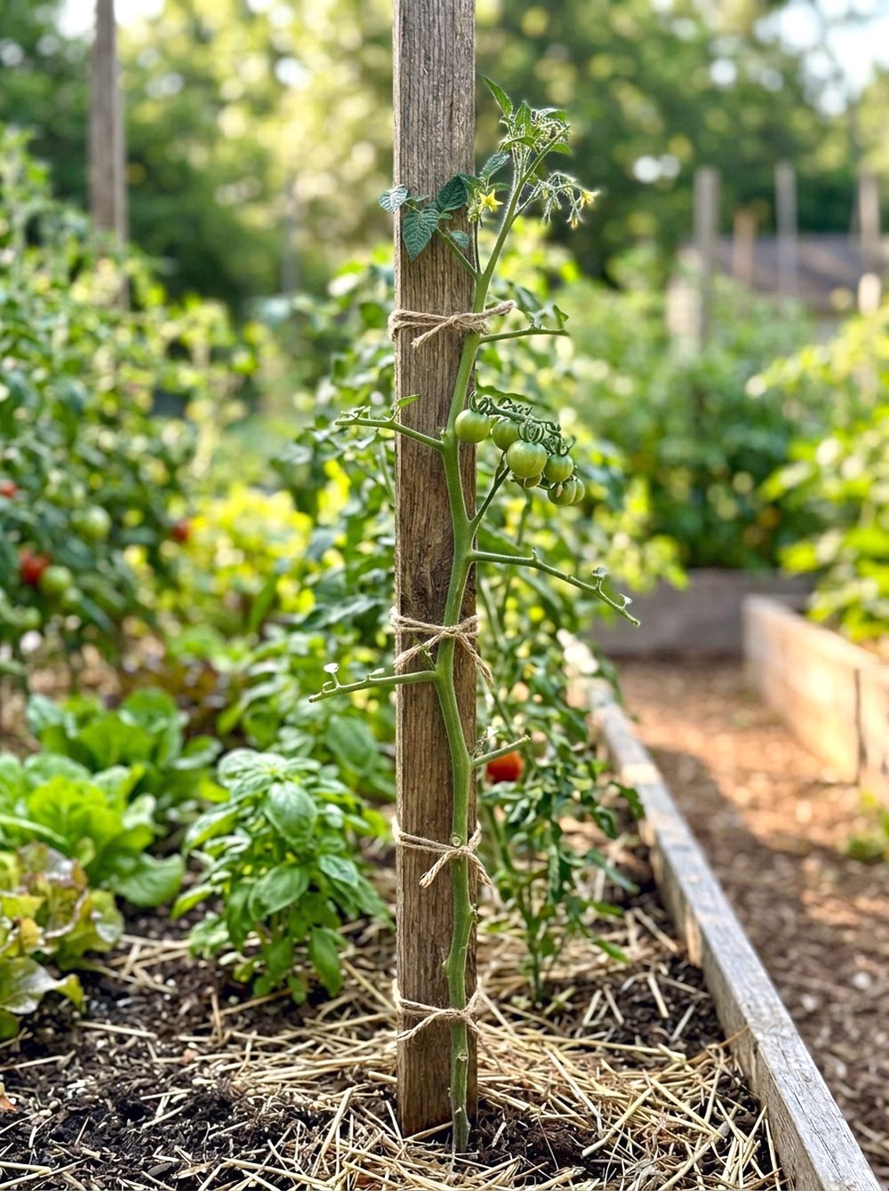 Pruned Tomato Plant on a Stake