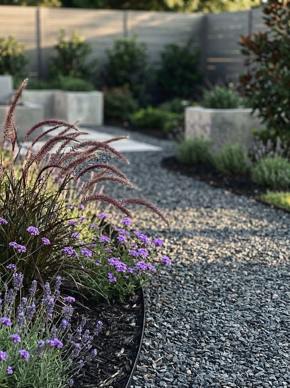 Purple Ornamental Grass Border