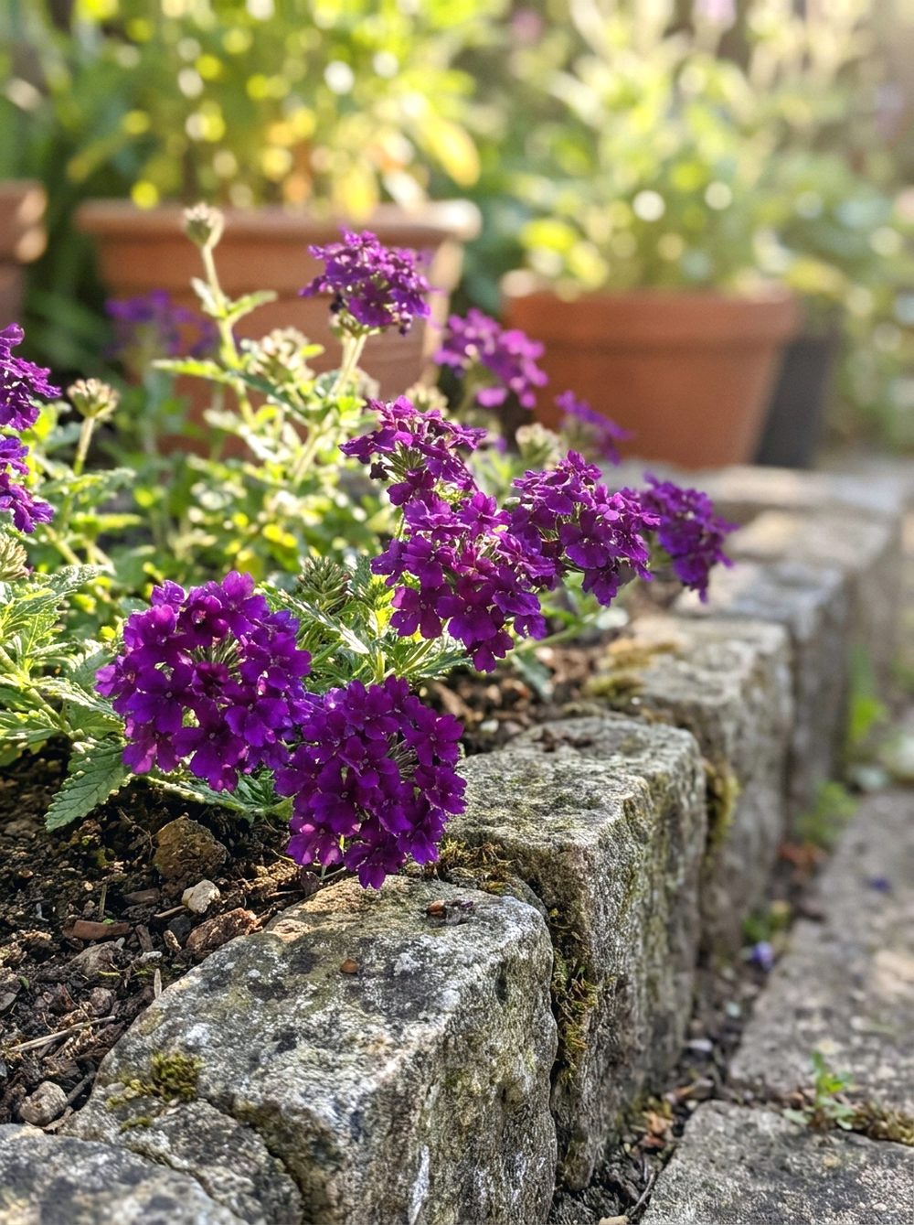 Purple Verbena Stone Border