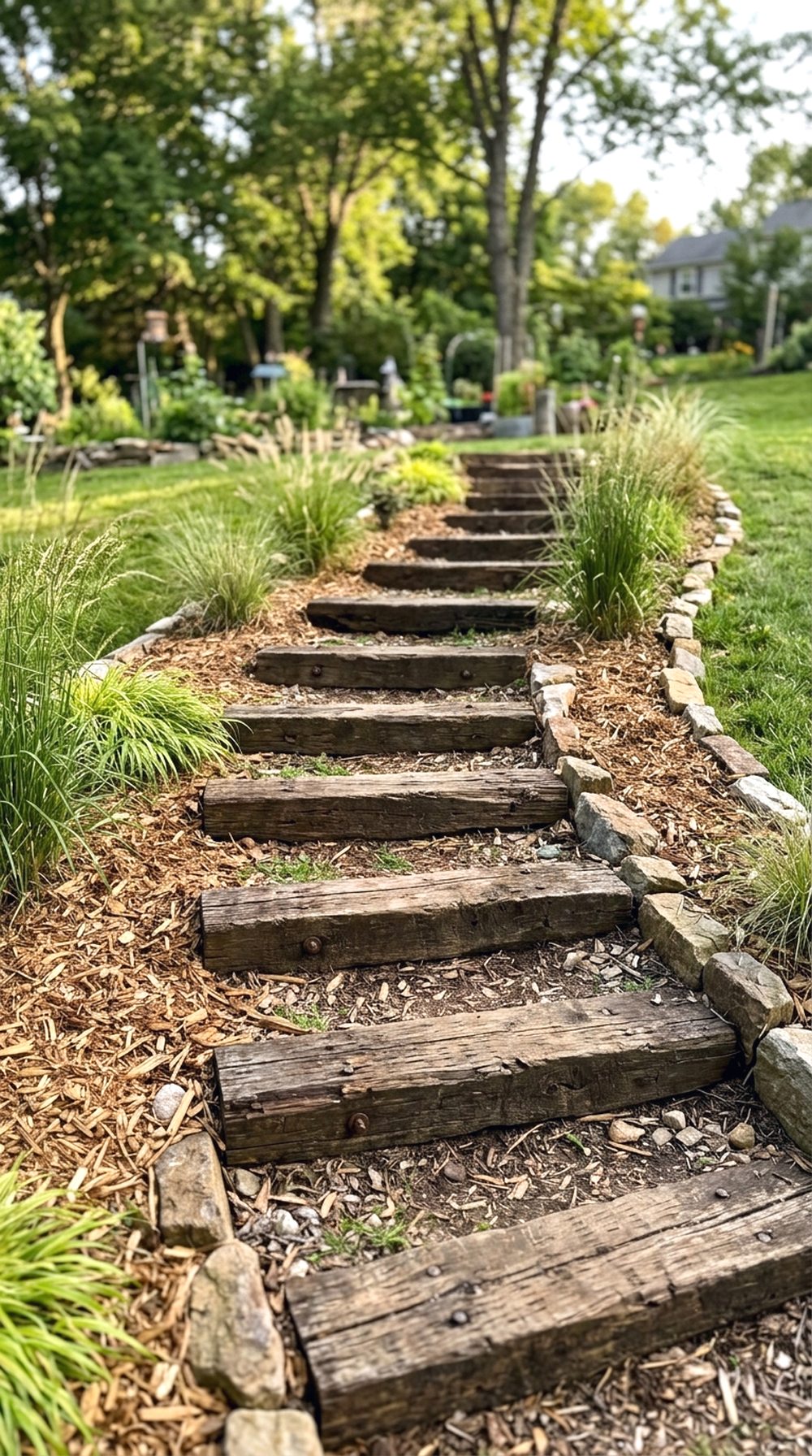 Railroad Tie Garden Steps