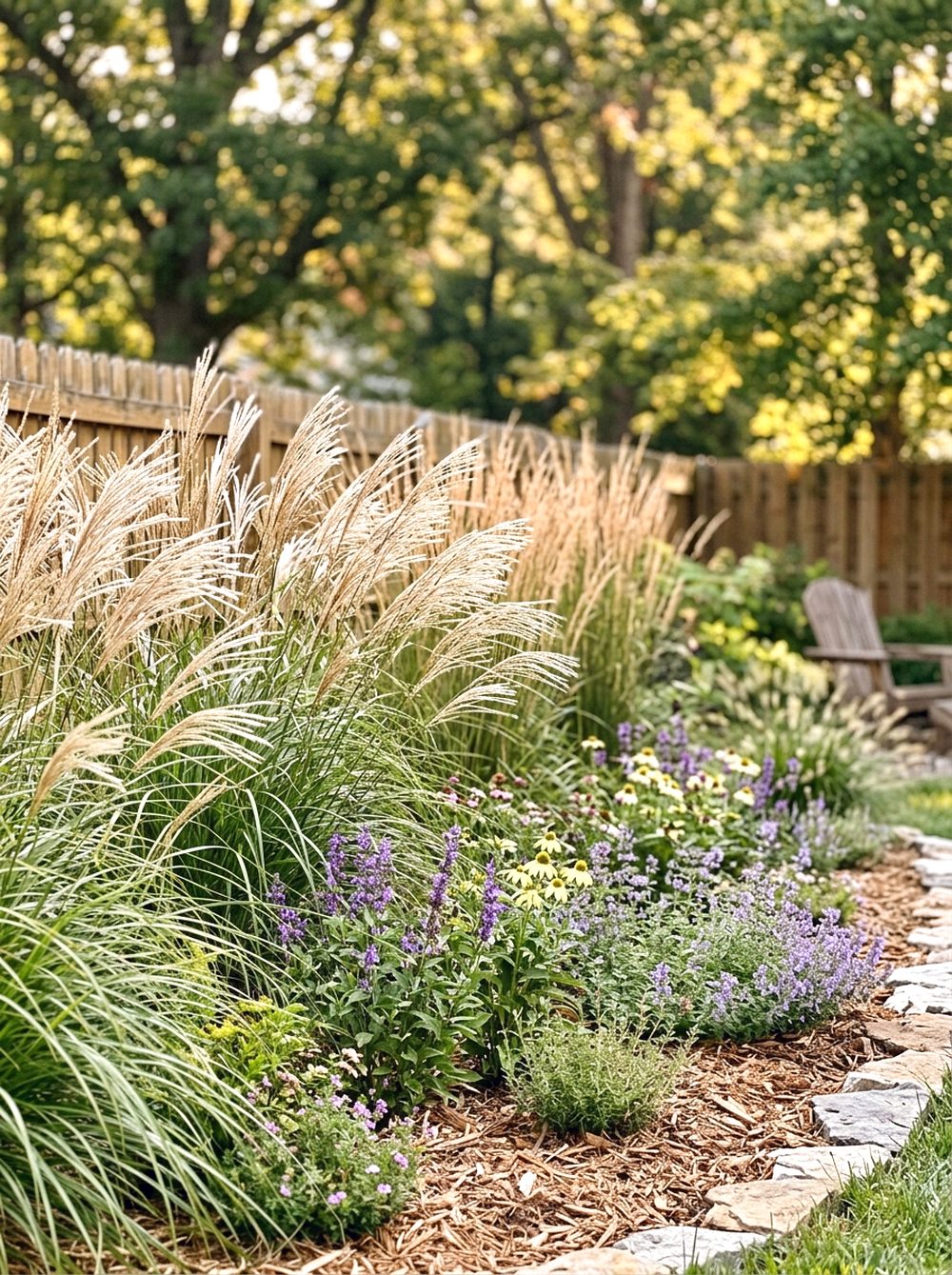 Rain Garden With Ornamental Grasses