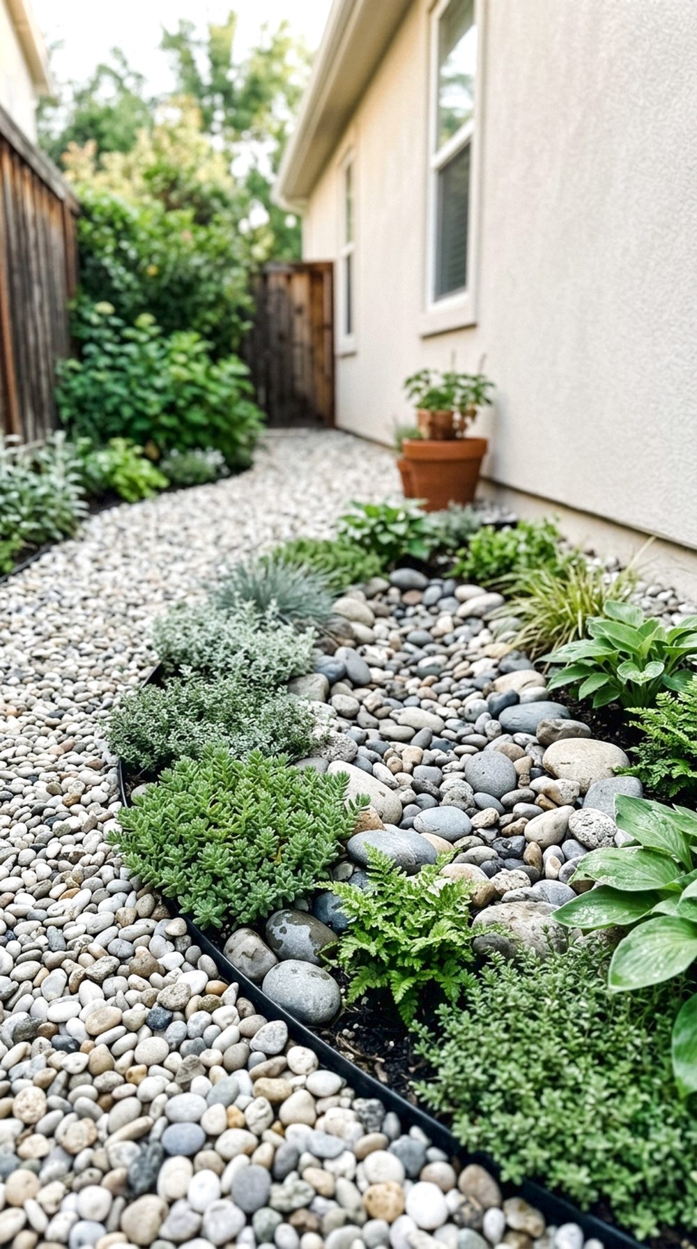 Rain Garden with Decorative Gravel