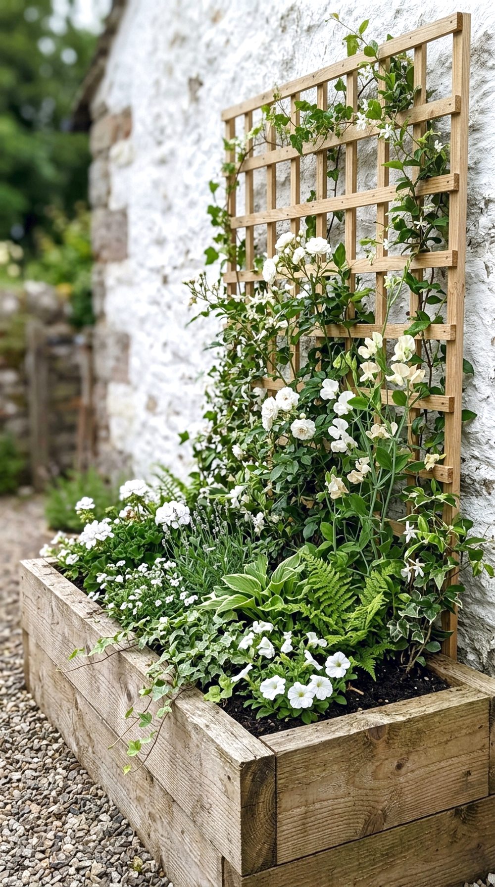 Raised Flower Bed With Trellis
