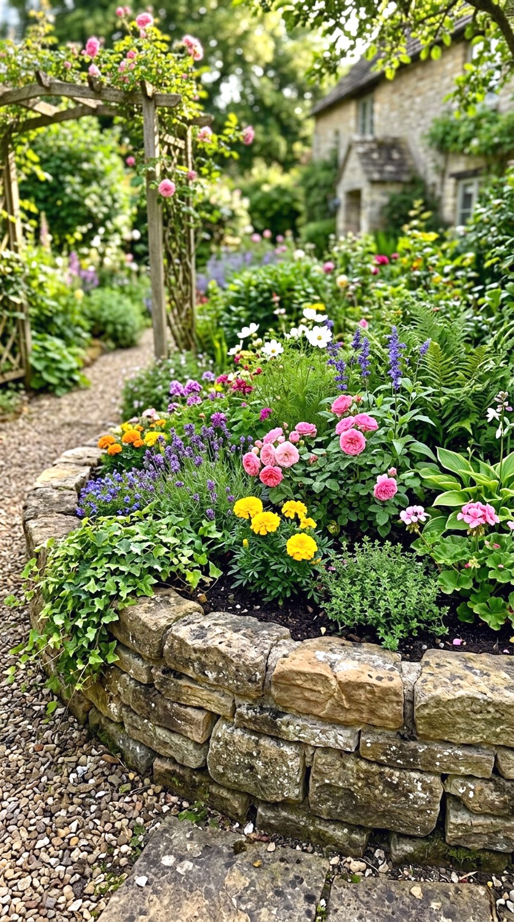 Raised Stone Flower Corner