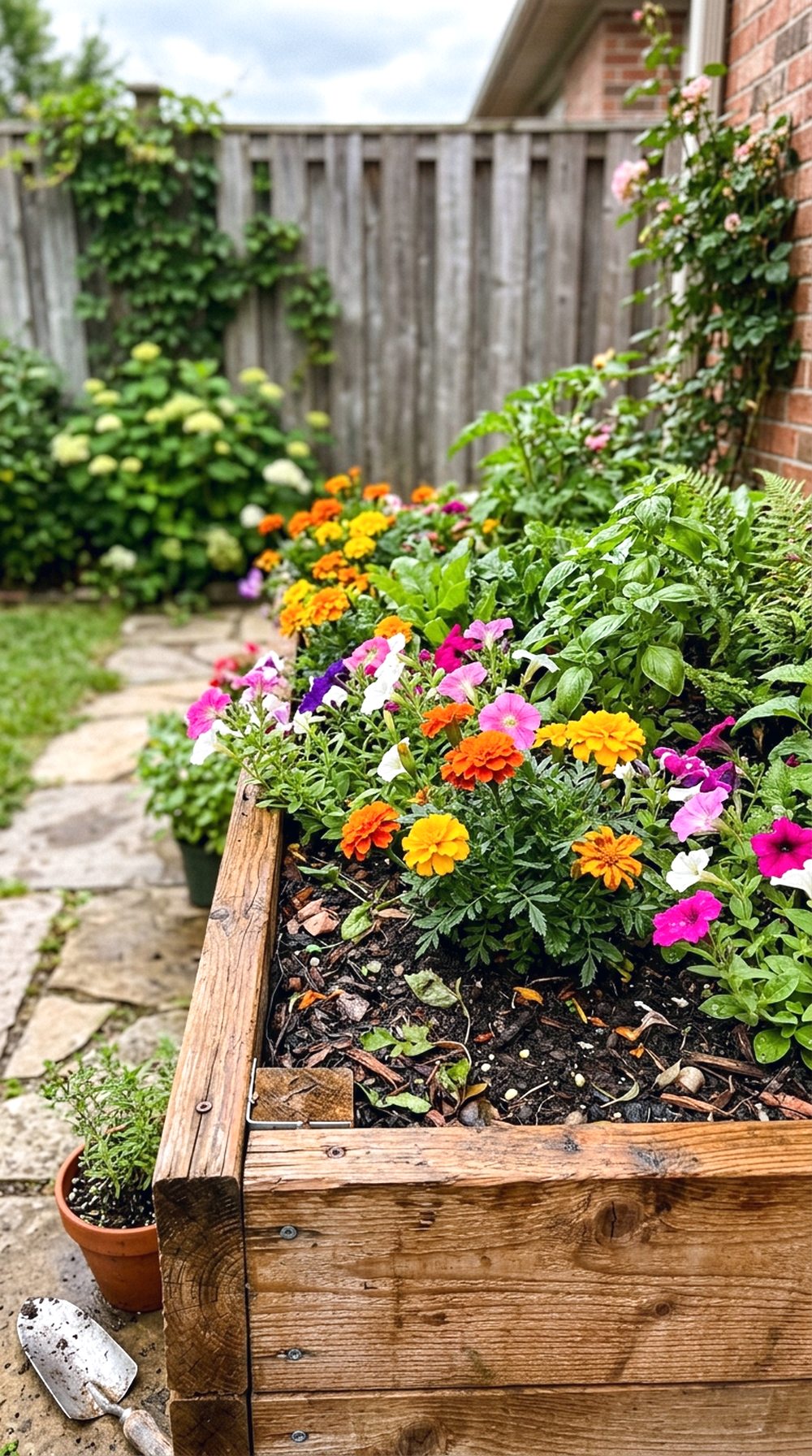 Raised Wooden Flower Bed