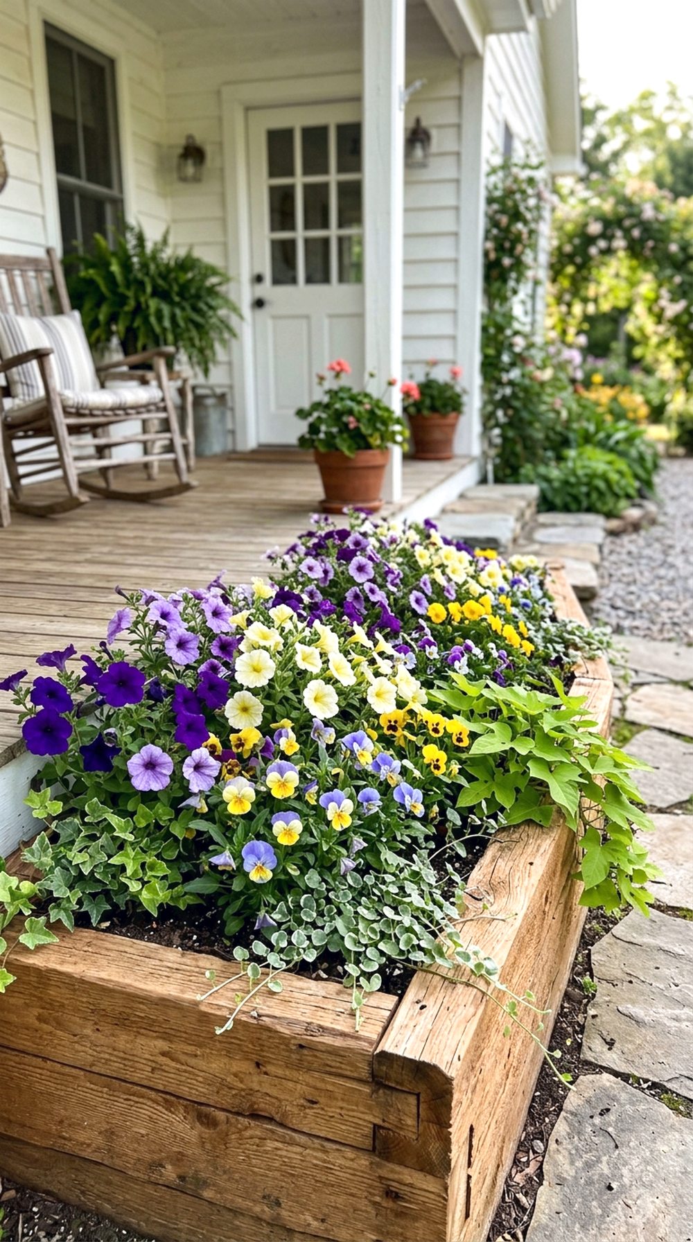 Raised Wooden Flower Border