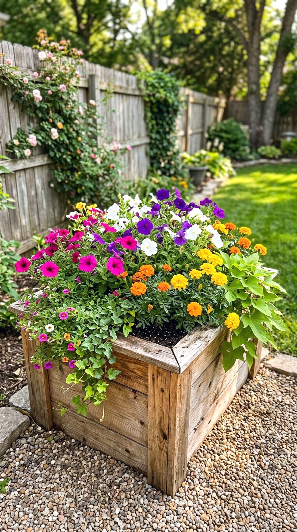 Raised Wooden Flower Planter