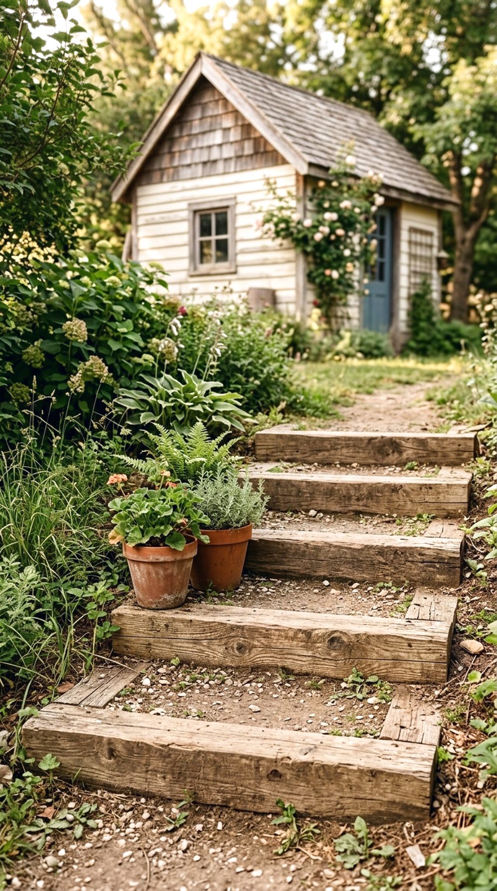 Reclaimed Wood Garden Steps