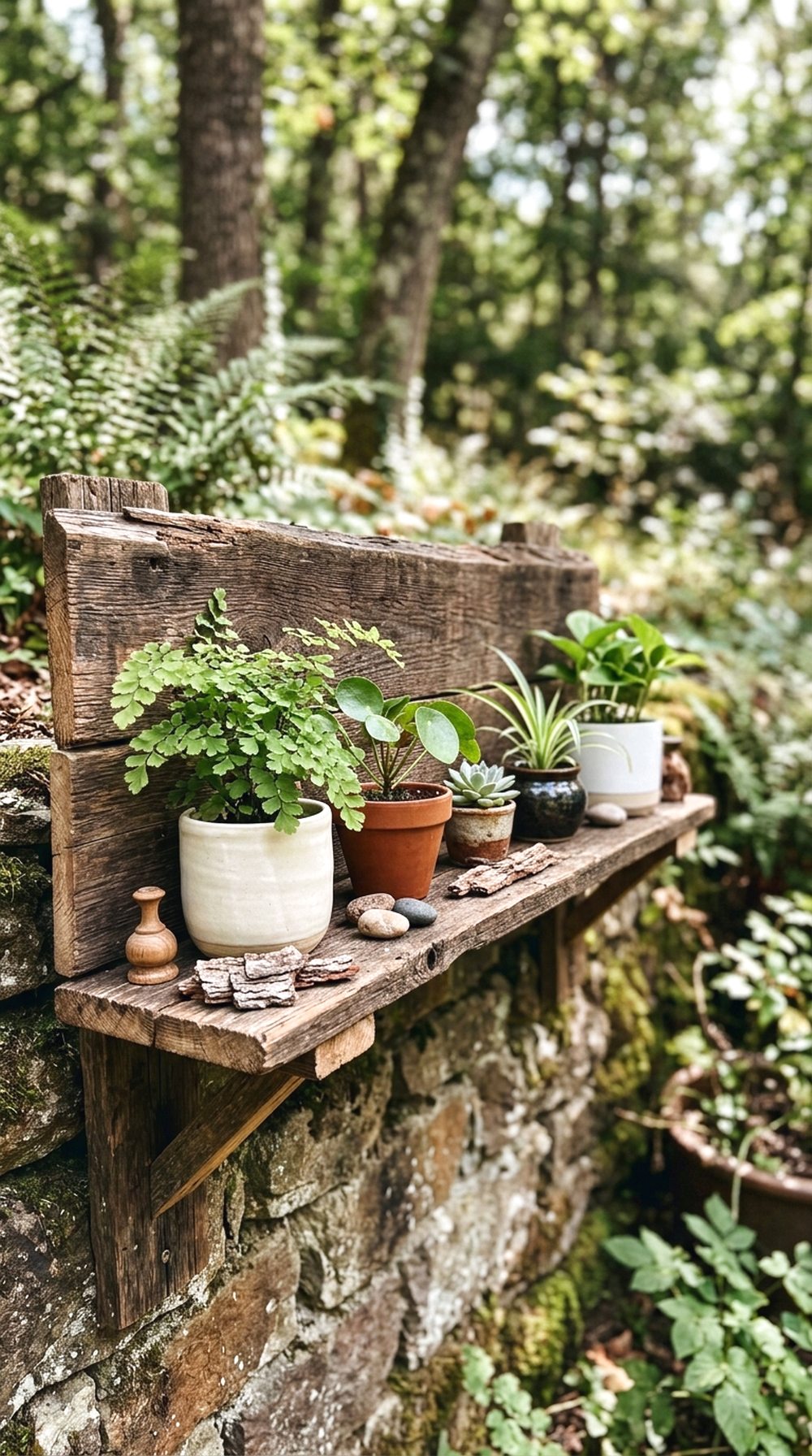 Reclaimed Wood Plant Shelf