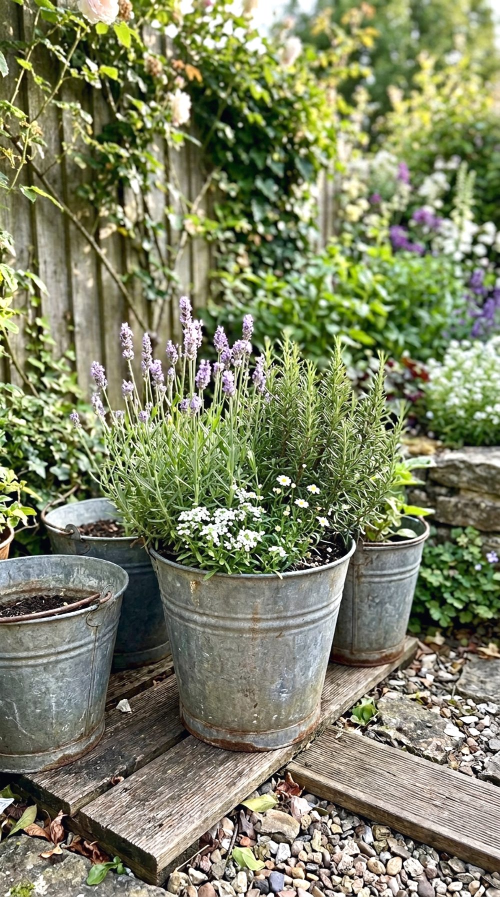 Recycled Bucket Planter Garden