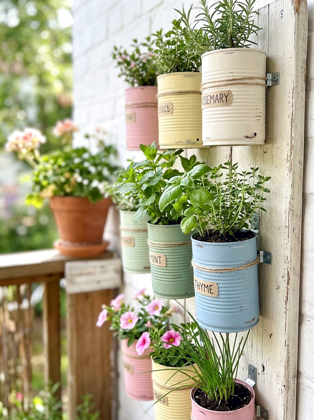 Recycled Tin Can Wall Garden