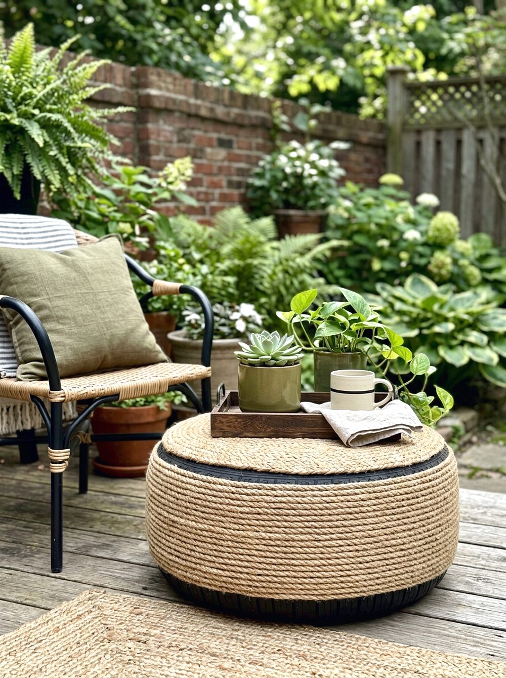 Recycled Tire Garden Ottoman