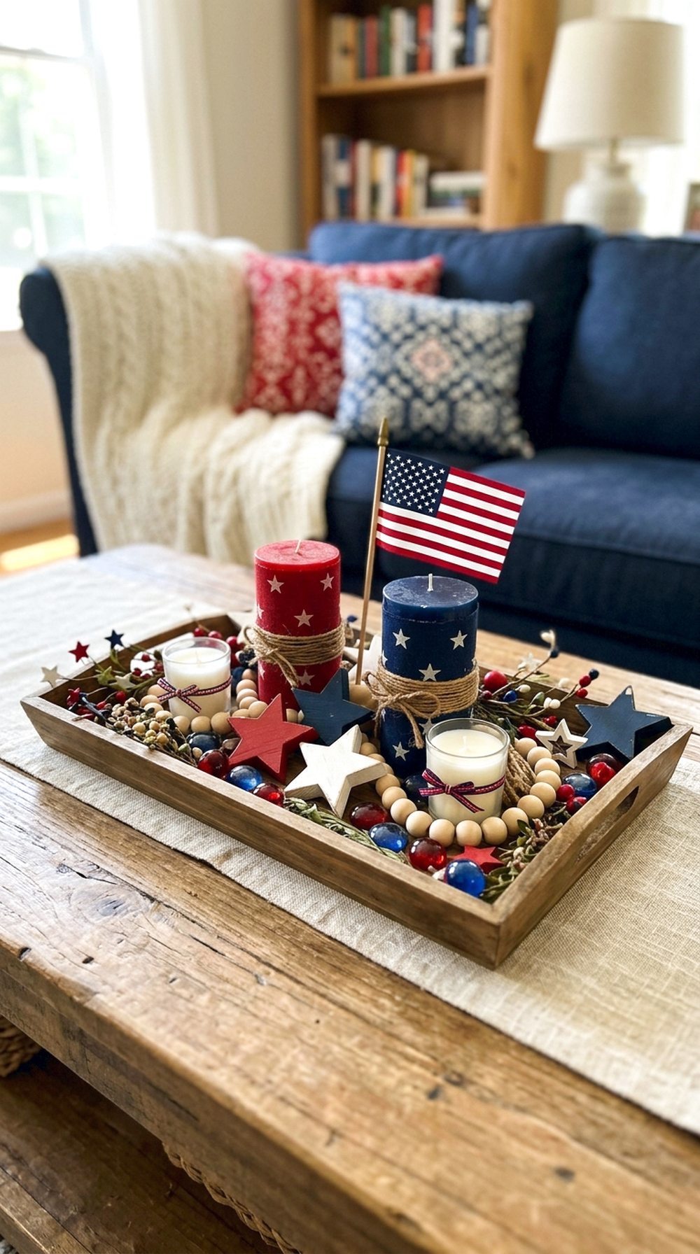 Red White Blue Candle Tray