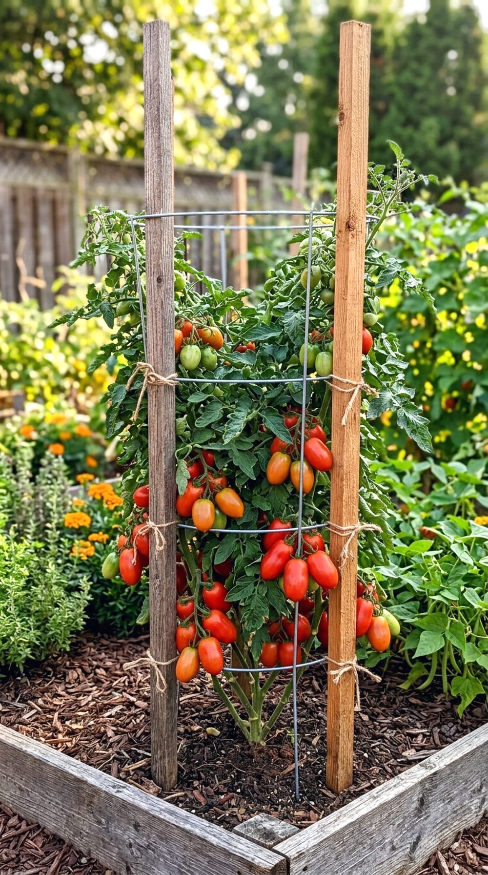 Reinforced Tomato Cage with Stakes