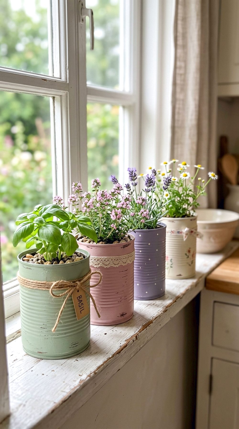Repurposed Tin Can Flower Pots
