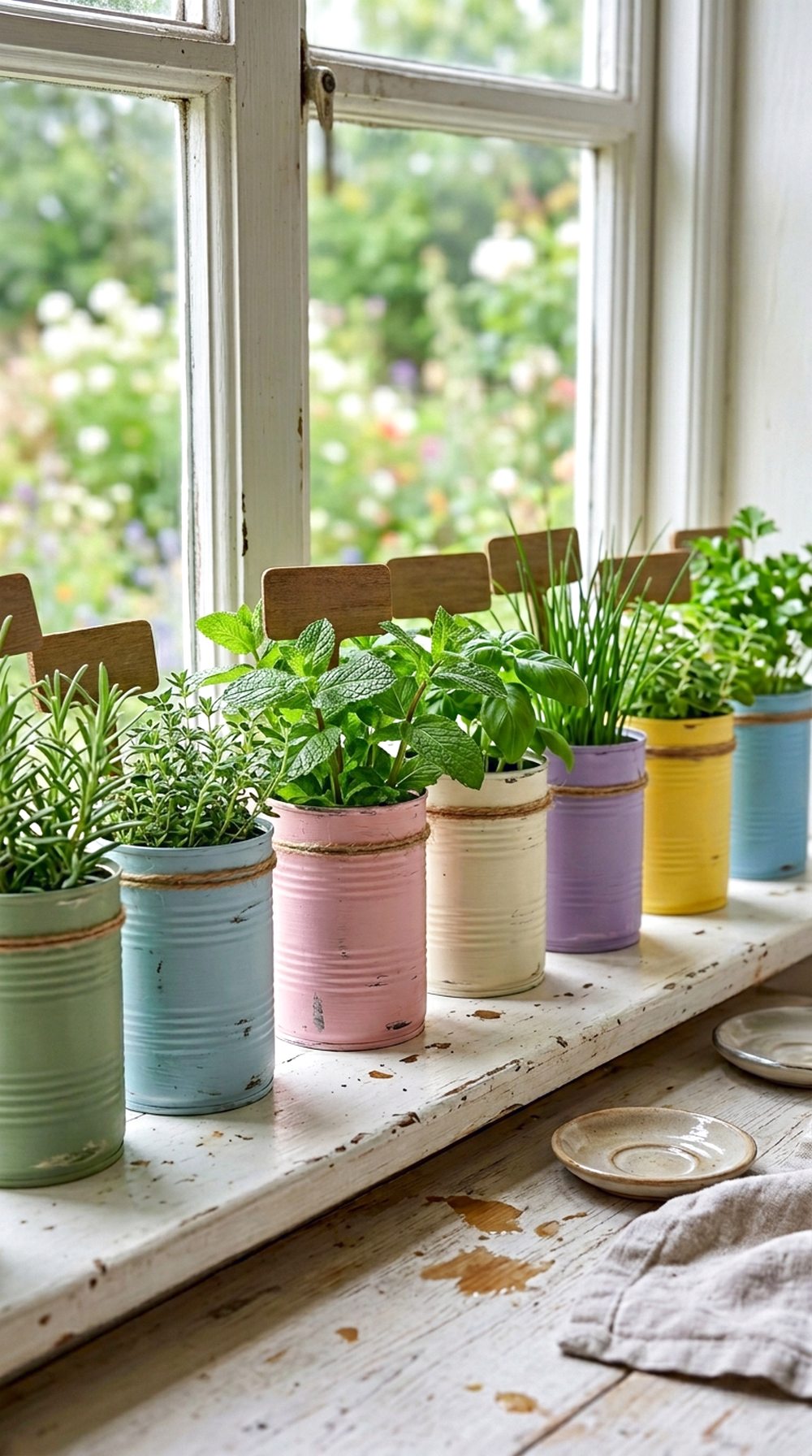 Repurposed Tin Can Herb Pots