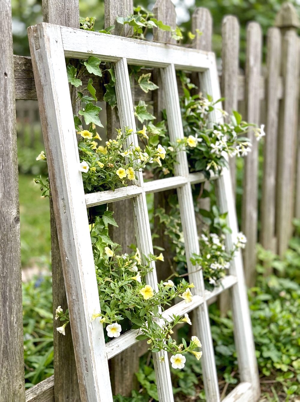Repurposed Window Frame Garden Decor