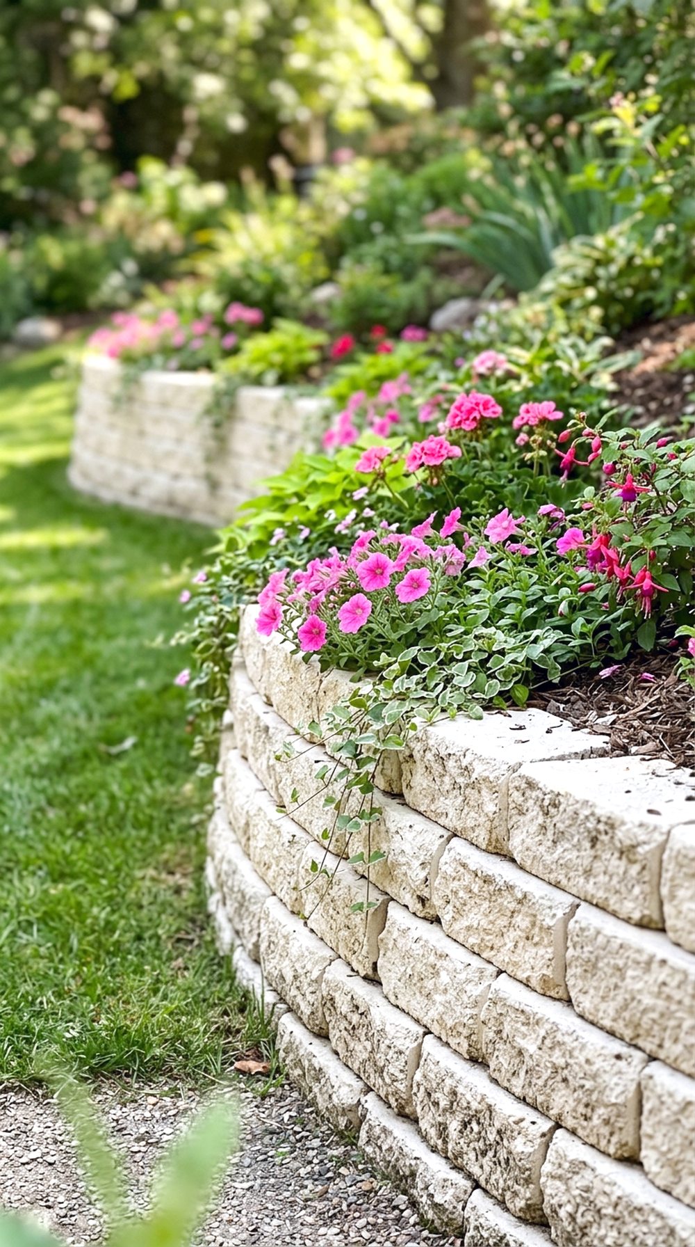 Retaining Wall With Flowers
