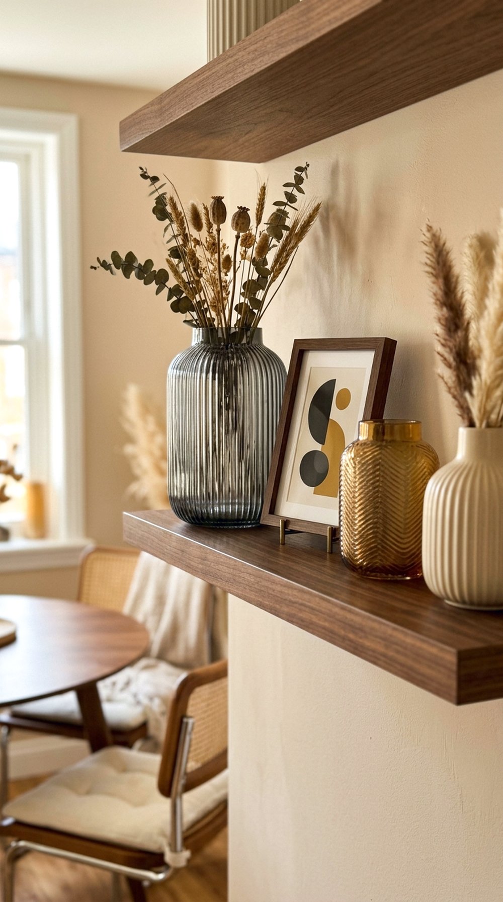 Ribbed Glass Vase Display