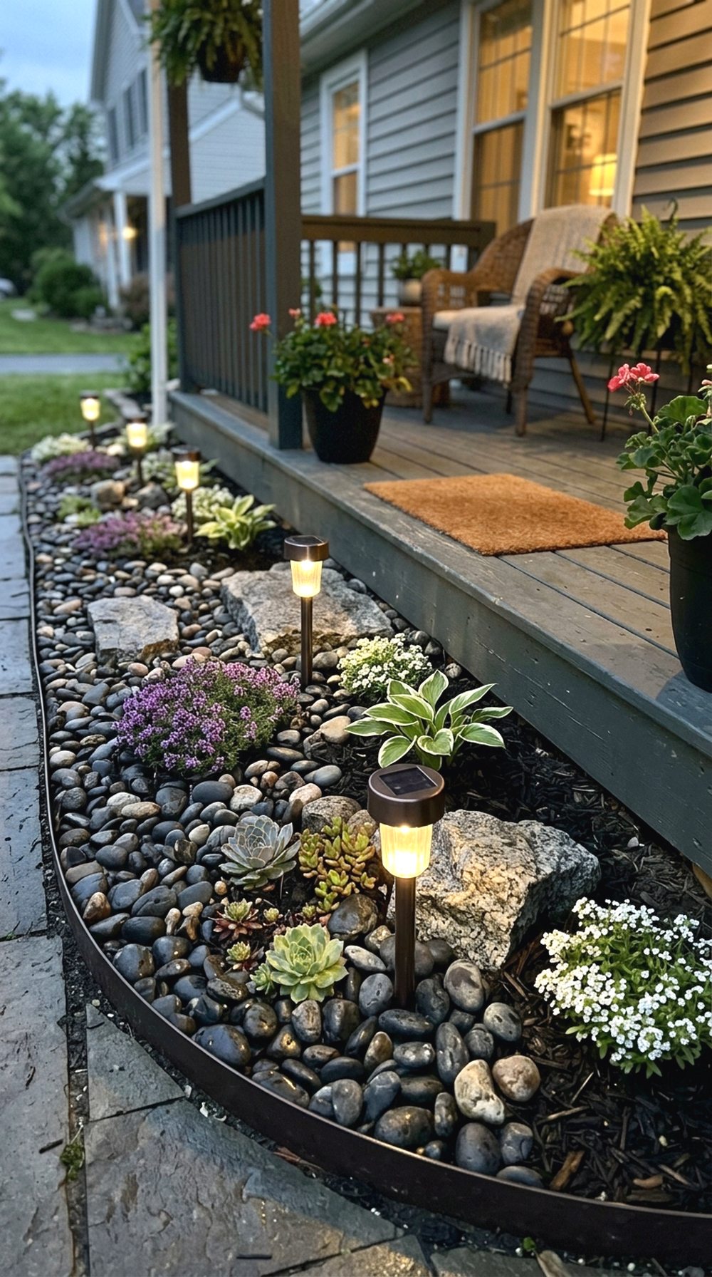 Rock Garden with Solar Lights