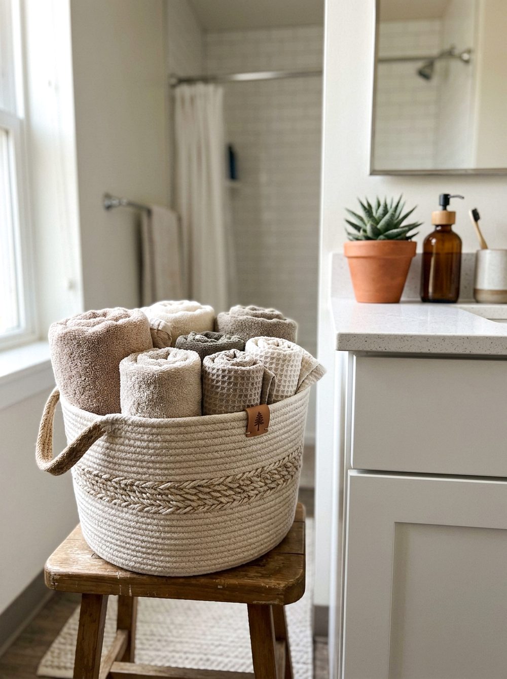 Rolled Towel Basket