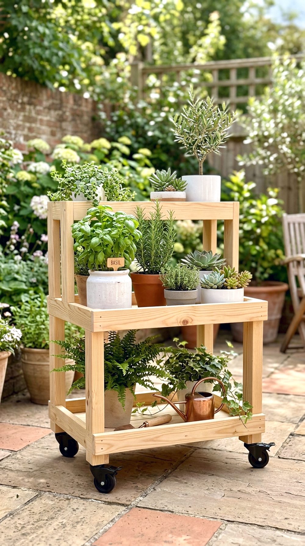 Rolling Plant Shelf Cart
