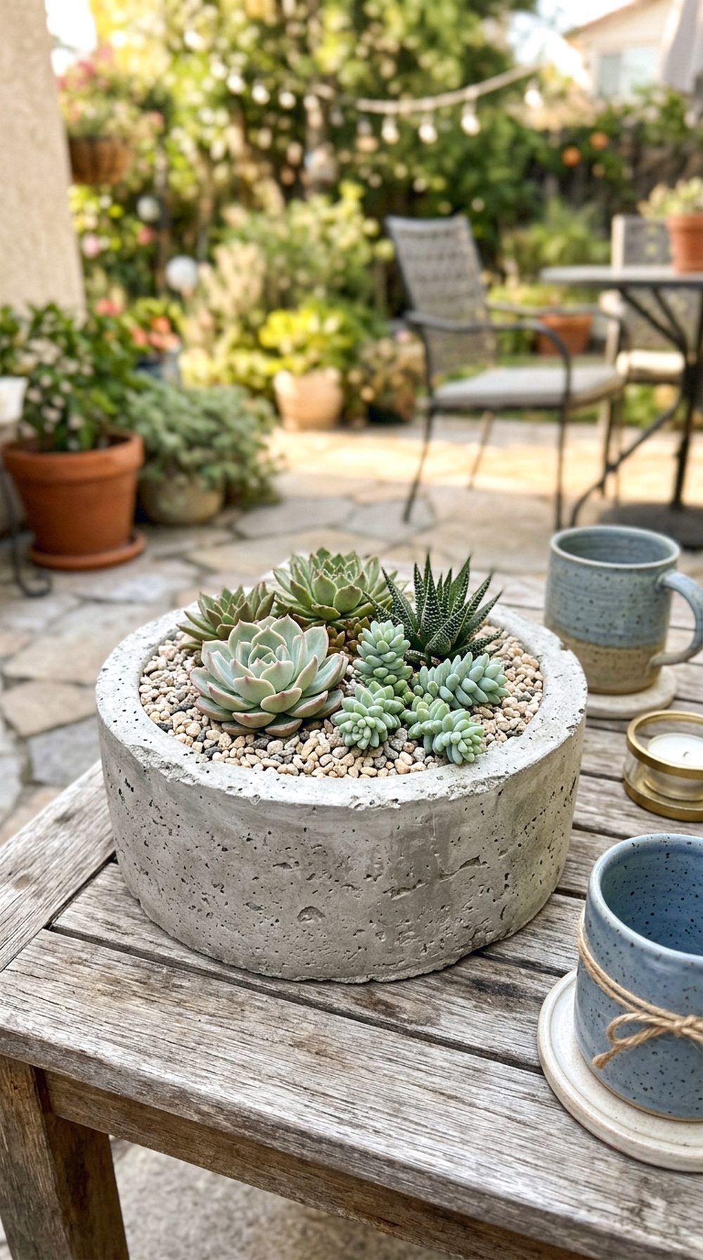 Round Cement Succulent Planter