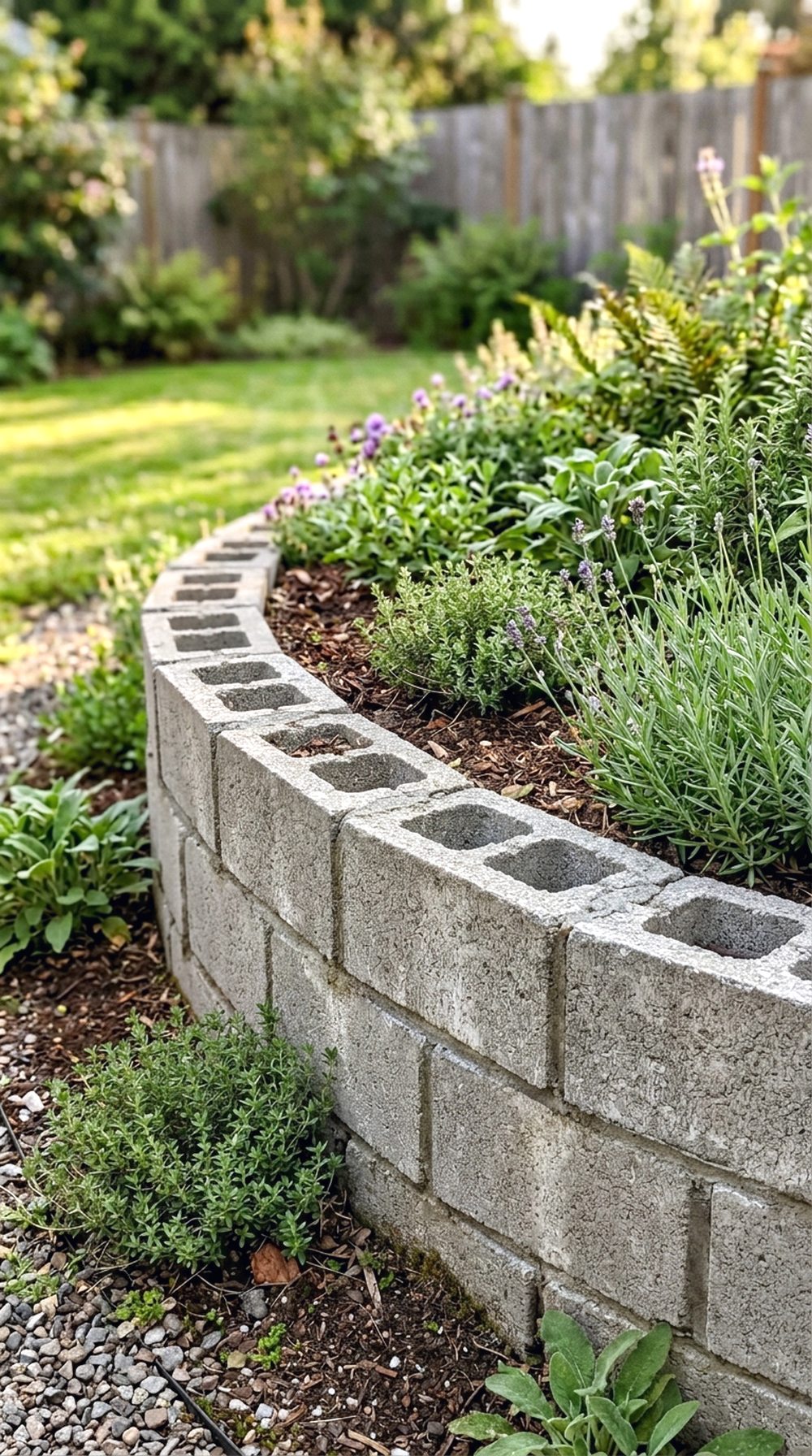 Rustic Cinder Block Retaining Wall