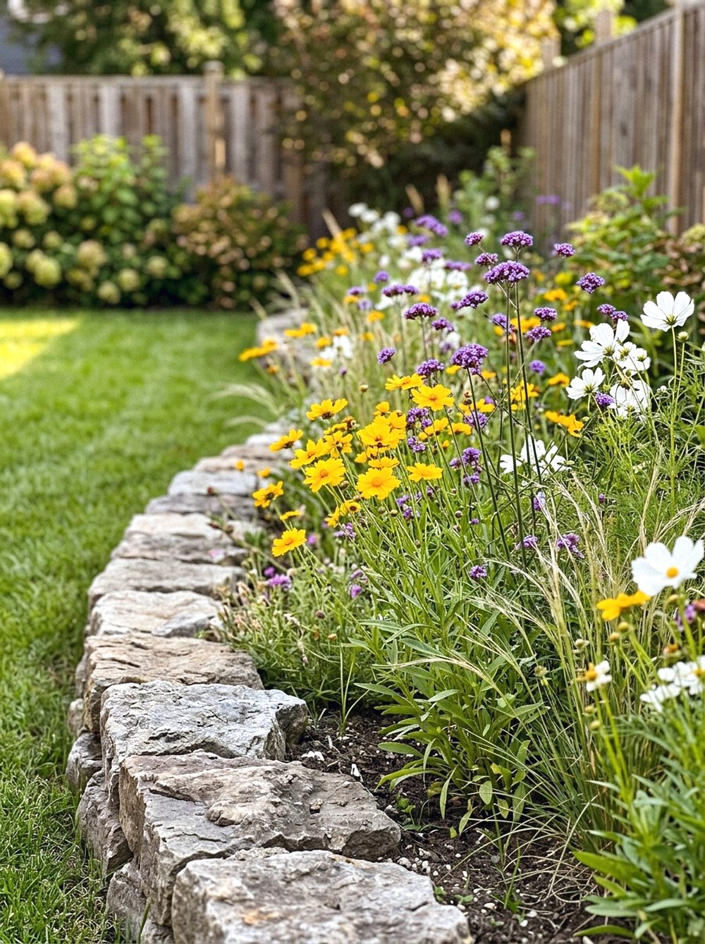 Rustic Stone Wildflower Border