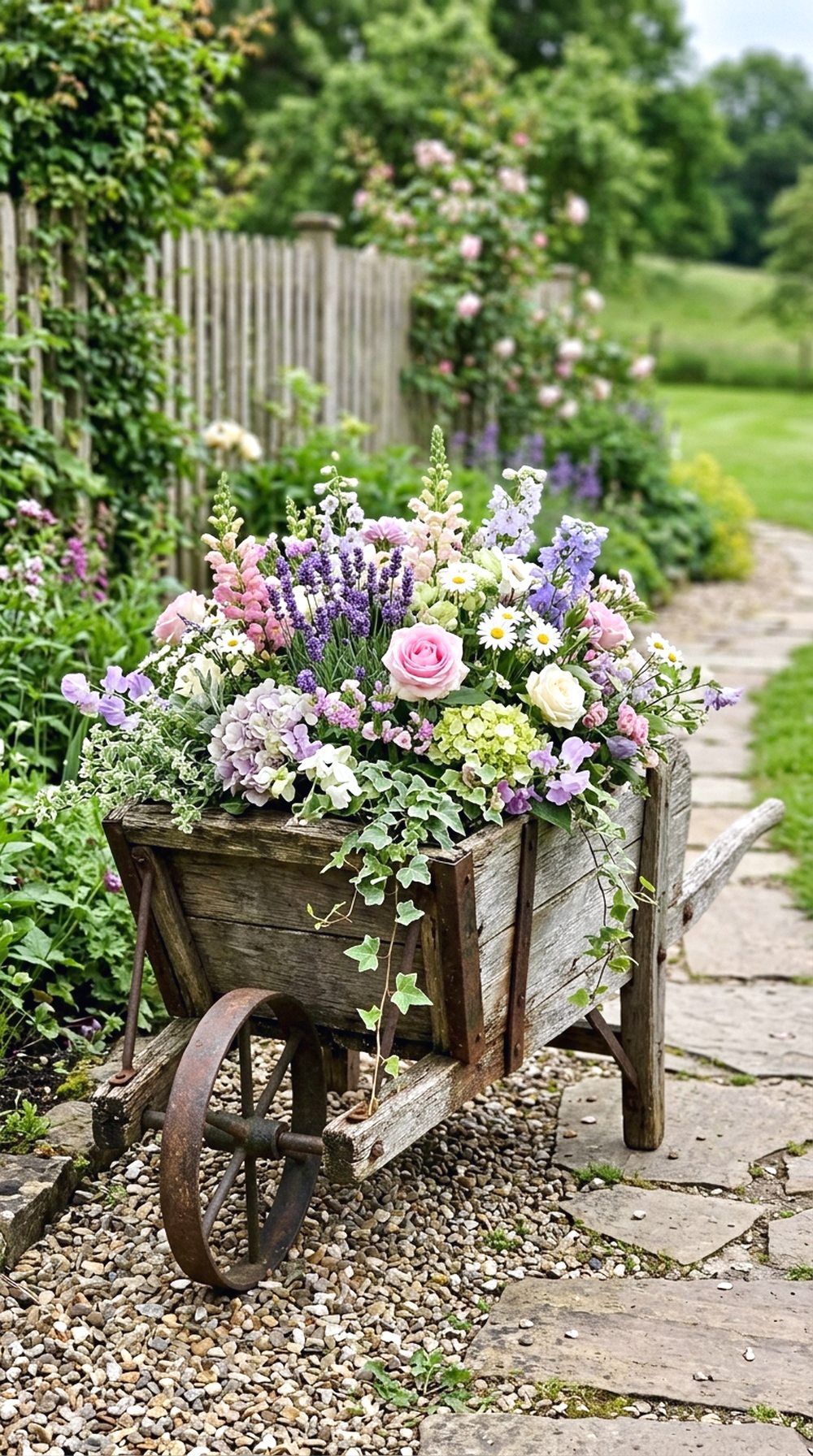 Rustic Wheelbarrow Flower Display