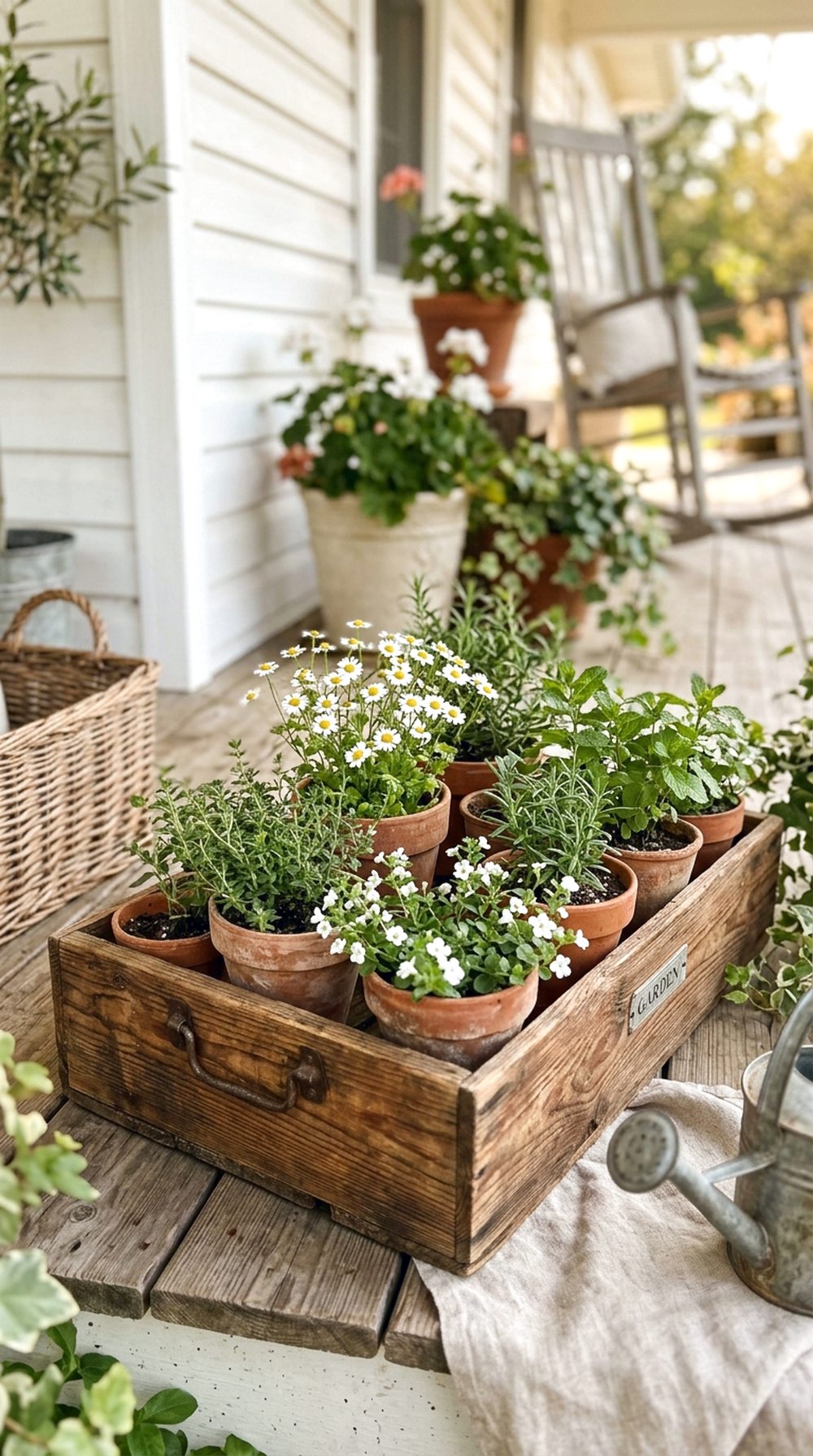 Rustic Wooden Crate Pot Garden