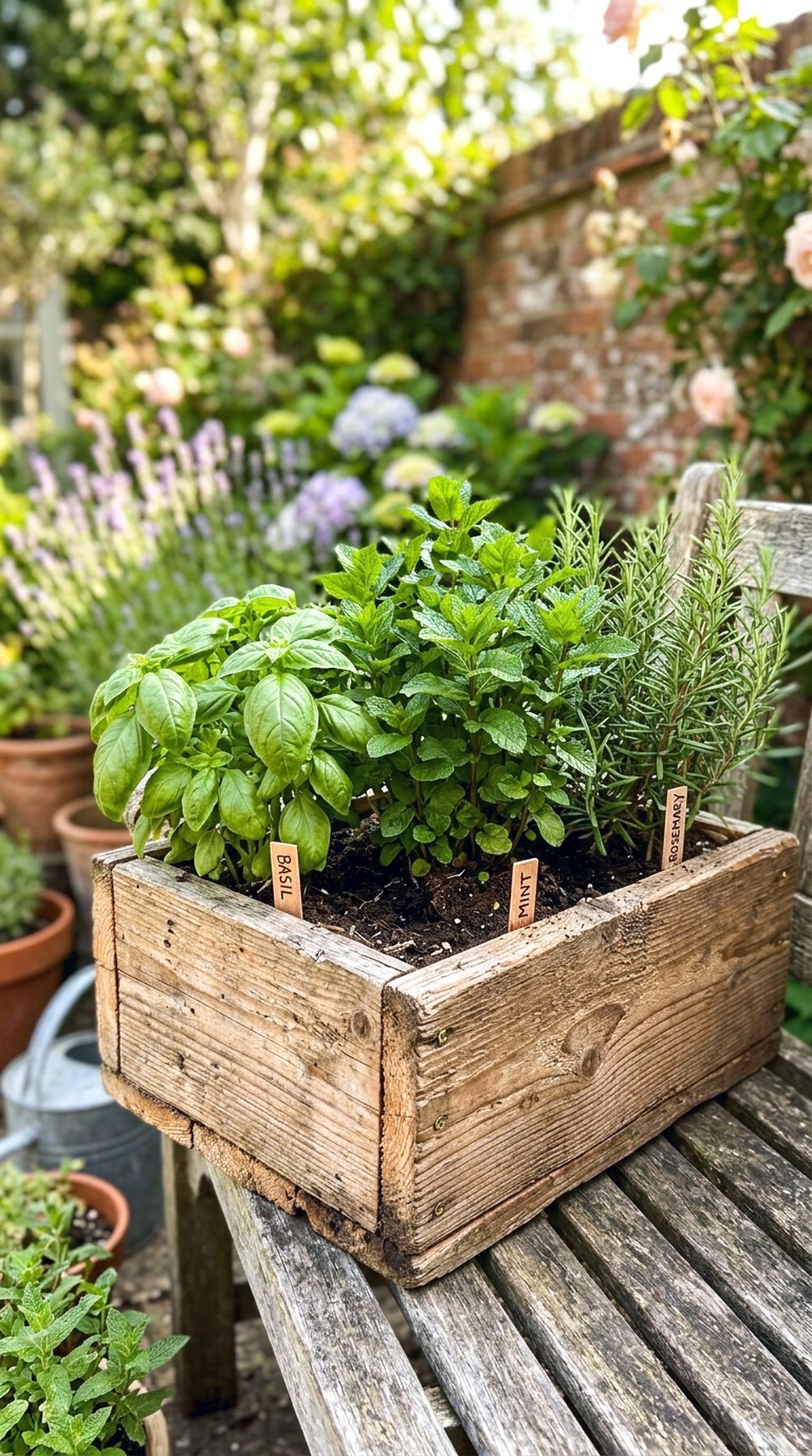 Rustic Wooden Herb Planter Box