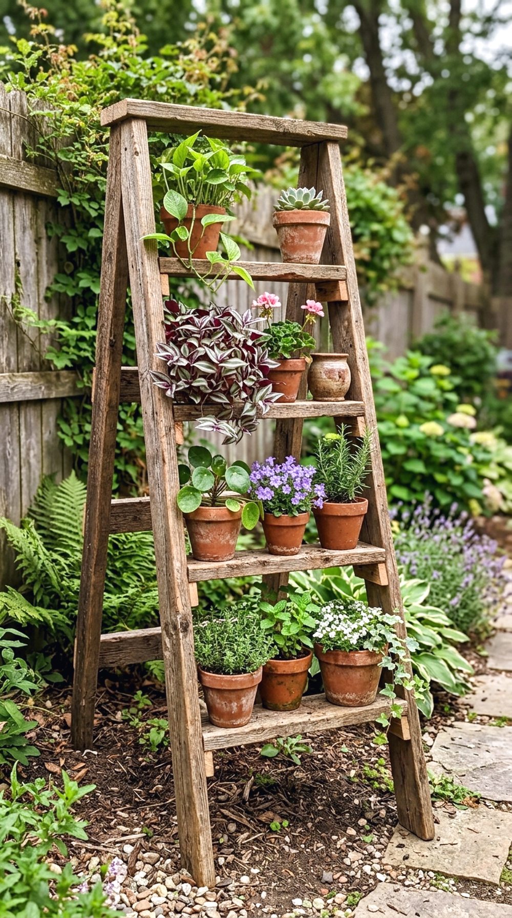 Rustic Wooden Plant Ladder