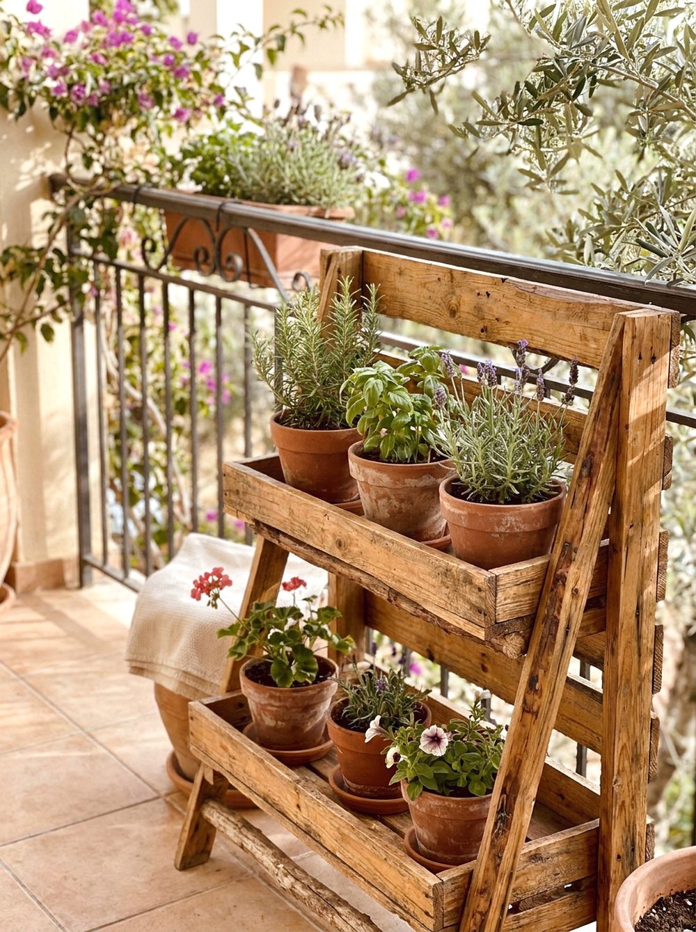 Rustic Wooden Plant Stand