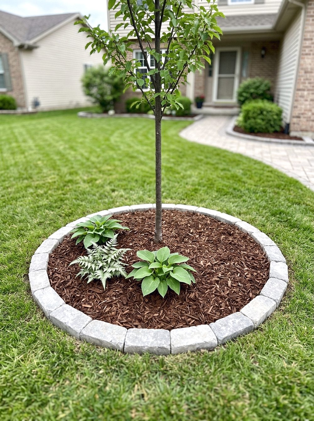 Small Mulch Garden Around Trees