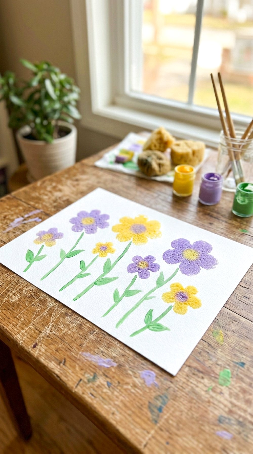 Sponge Painted Flowers