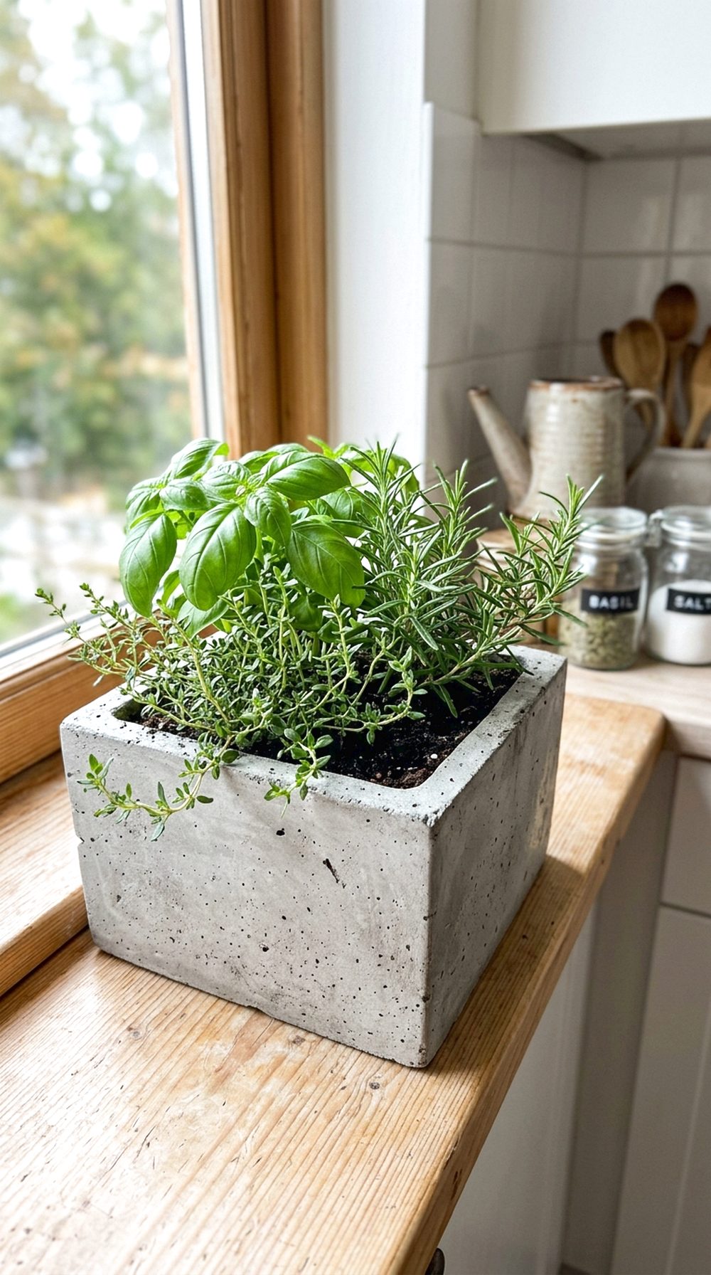 Square Cement Herb Planter