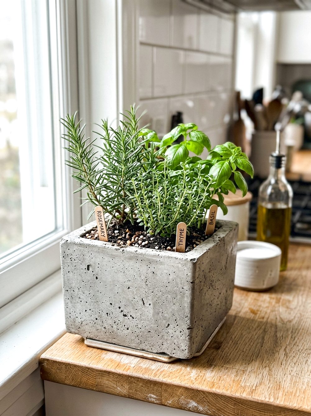 Square Concrete Herb Planter