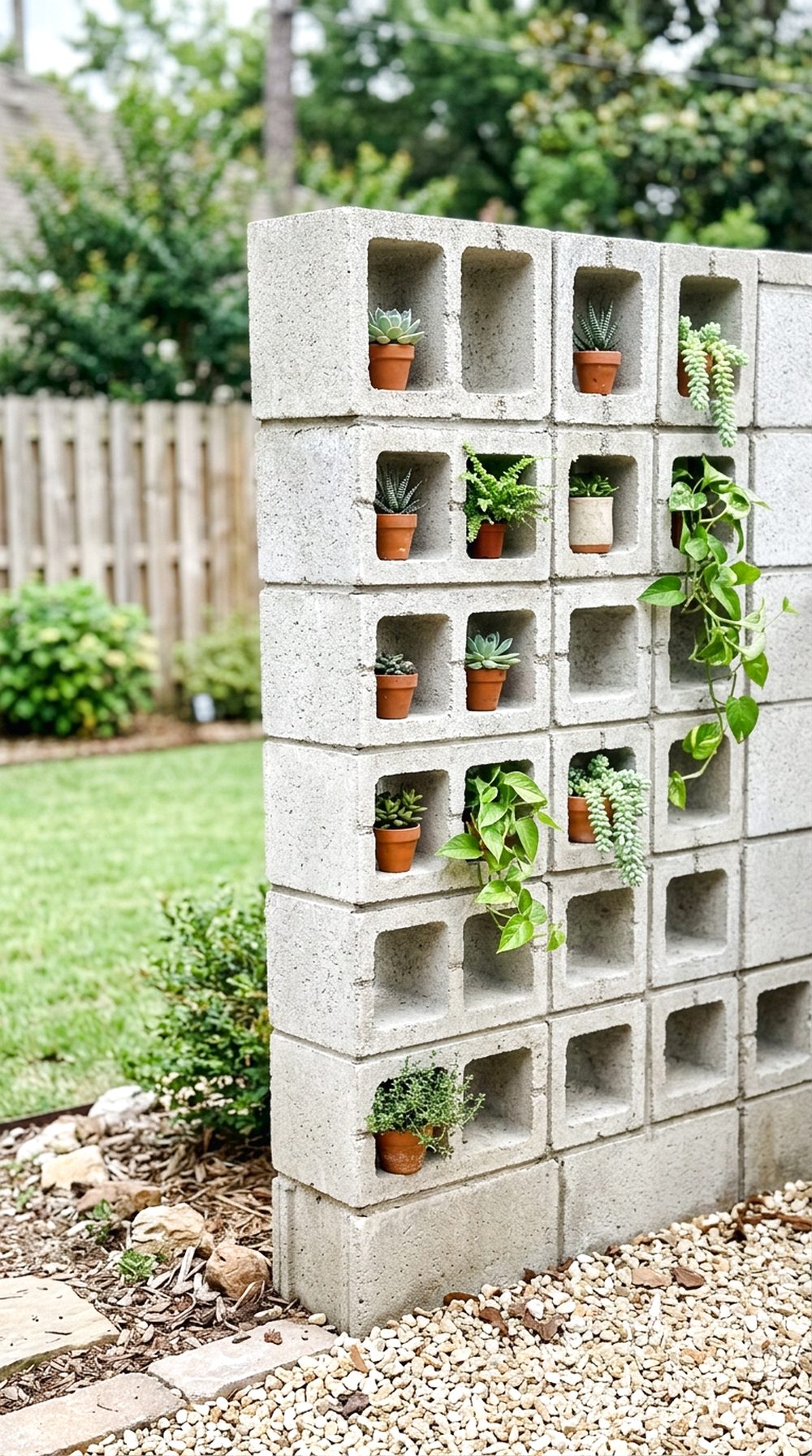Stacked Cinder Block Feature Wall