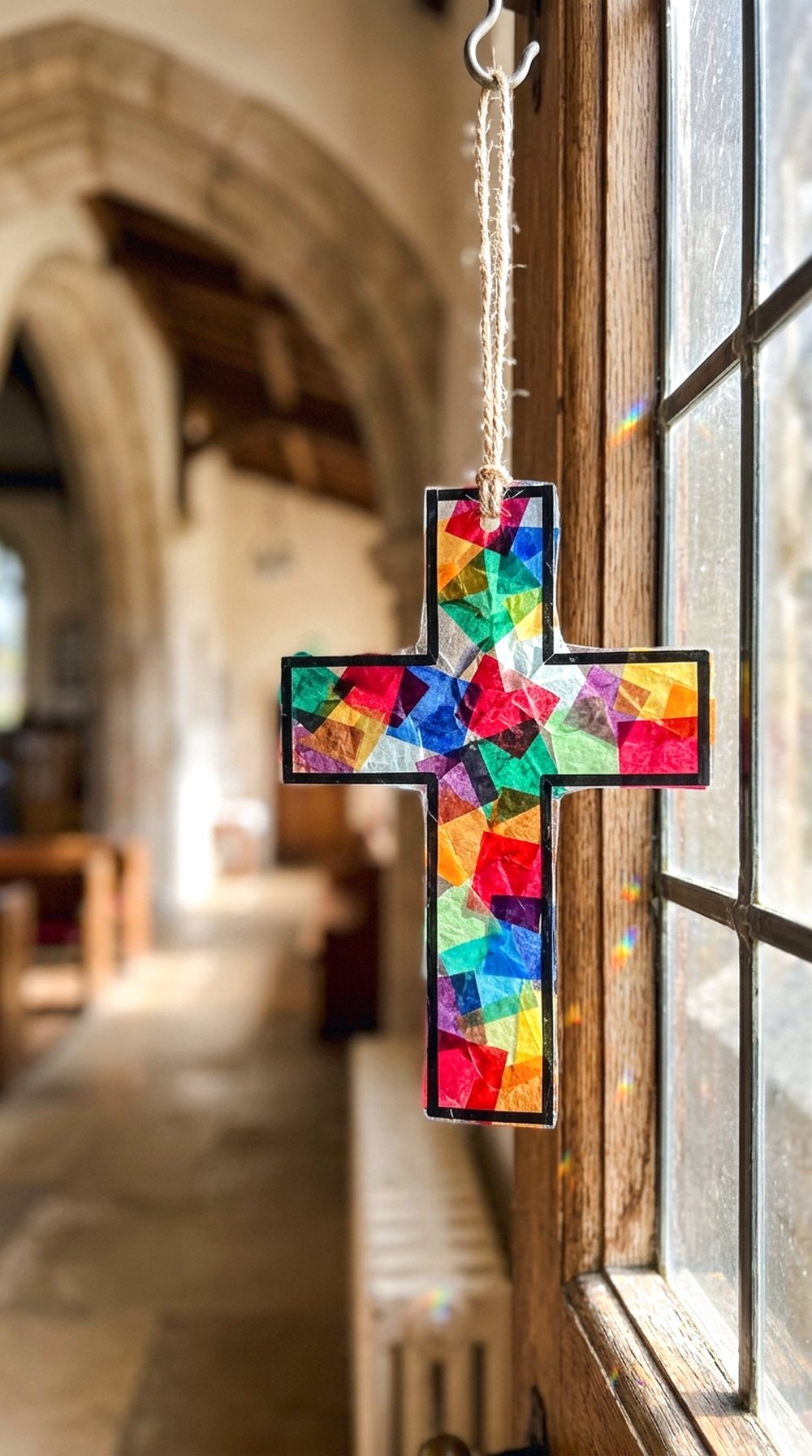 Stained Glass Cross Suncatcher