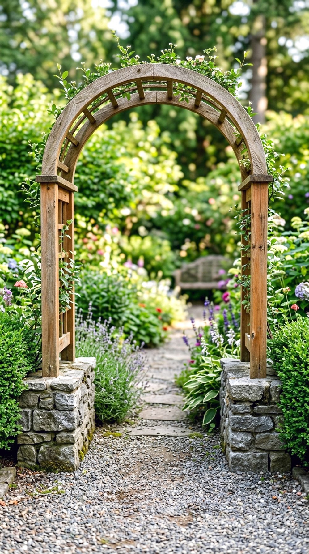 Stone Base Garden Arch