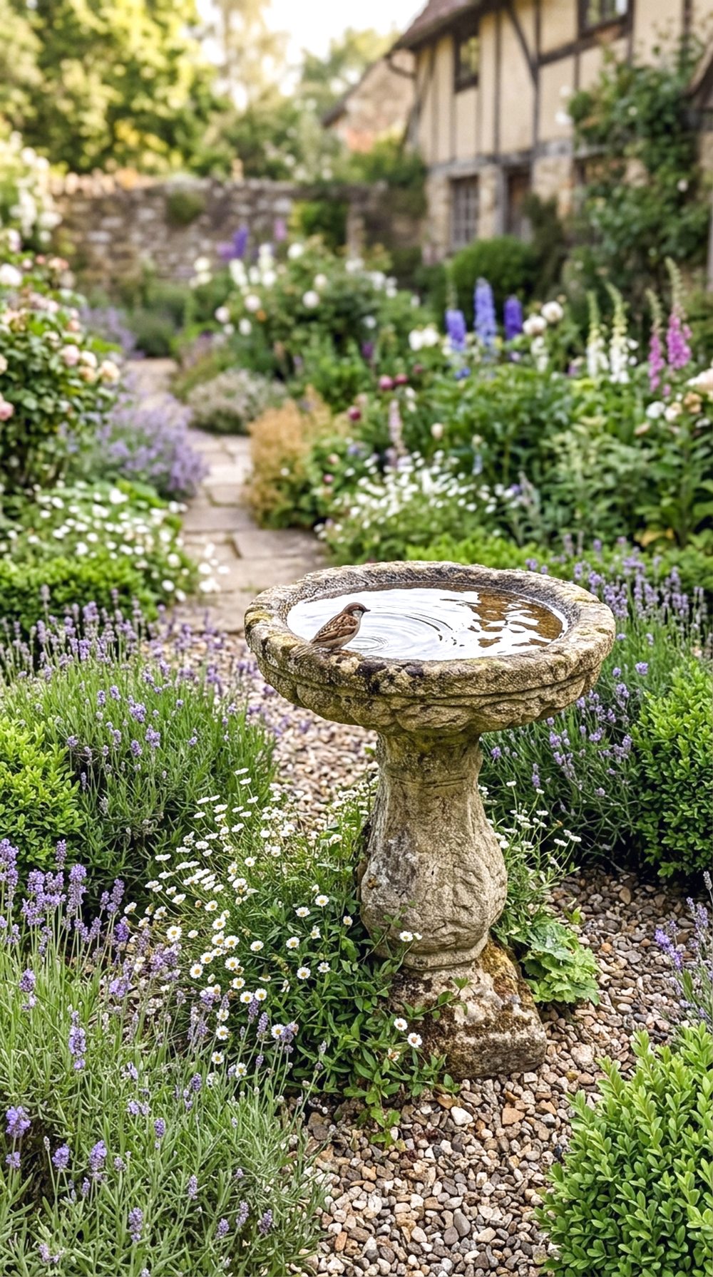Stone Bird Bath Feature