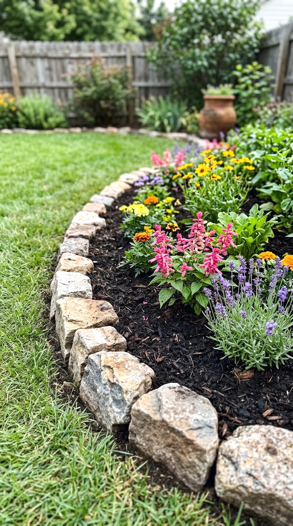 Stone Border Flower Bed