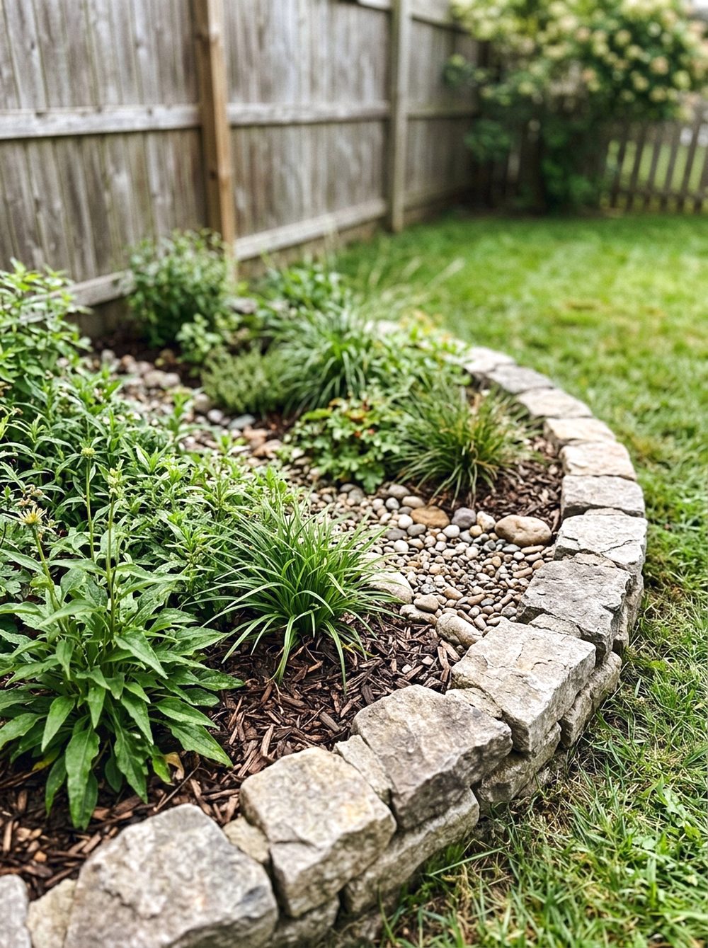 Stone Border Rain Garden