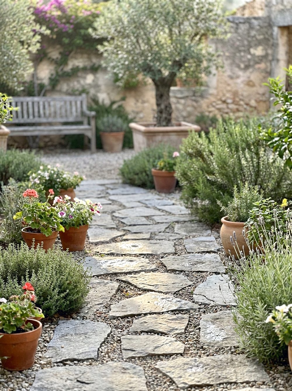 Stone Path Patio Garden