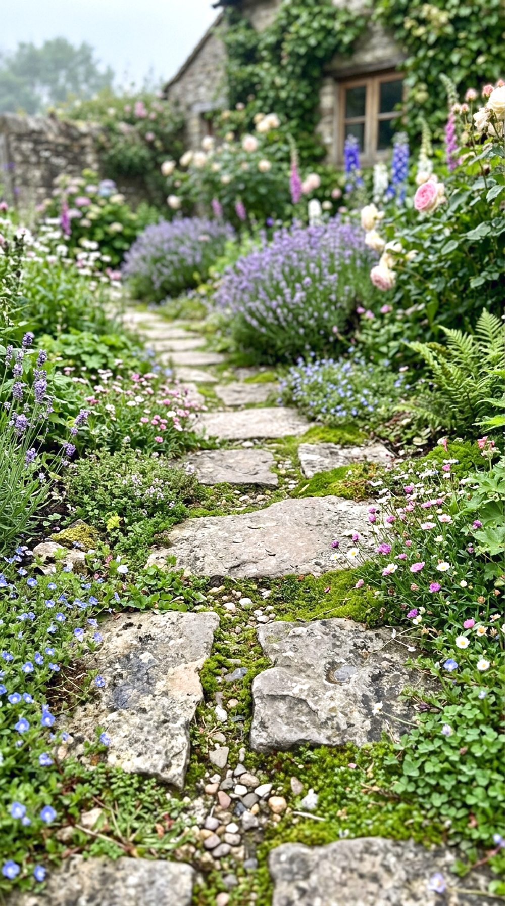 Stone Path With Flowers